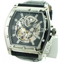 Mens Armitron Leather Automatic Watch 20-4484BKSVBK