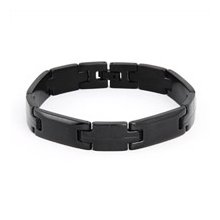 Men's Black Plate Stainless Steel Linked Bracelet