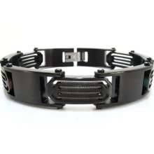 Mens Black Stainless Steel 9inches 13mm Bracelet 68.60 grams