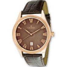 Mens Brown Dial Brown Leather Band Watch