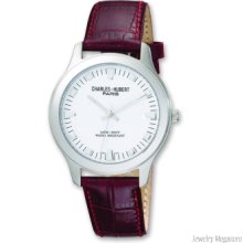 Men's Charles Hubert Brown Leather Band White Dial Watch