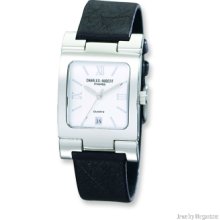 Men's Charles Hubert Leather Band Stnlss Off White Dial 30x40mm Watch