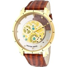 Men's Circuit Breaker See Thru Diamond Dial Brown Leather ...