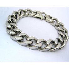 Mens curb cuban link biker heavy bracelet Stainless Steel 316L 8.5