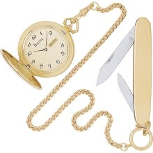 Men's Gold-Toned Pocket Watch in Satin Finish from Bulova