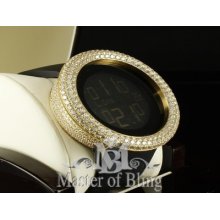 Mens I Digital Gold Lab Diamond Rubber Band Jojino Kc Techno Watch 2 Time Zone