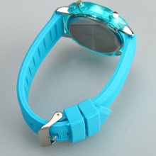 Mens Ladies Wrist Watch Crystal Shell Sport LED Watch Skyblue