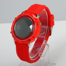 Mens Ladies Wrist Watch Crystal Shell Sport LED Watch Red
