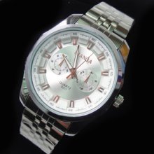 Men's Luxury Qb Silver Color Stainless Steel Band Quartz Sports Mens Wrist Watch