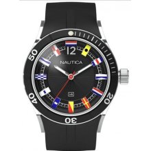 Men's Nautica Flag Date Black Resin Strap 100m Watch A13600g