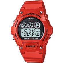 Men's red casio classic stopwatch alarm watch w214hc-4av