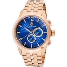 Mens S.coifman Sc0273 Blue Dial Rose Gold Stainless Steel Swiss Quartz Watch