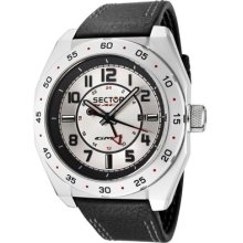 Mens Sector Race Gmt Series 240 Black Leather Strap Watch
