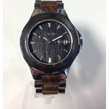Mens Silvano Solid Wood And Stainless Steel Watch X Large Mahogany Gsm03