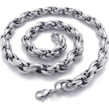 Mens Silver Stainless Steel Necklace Fashion Charm Fine Jewelry Chain 22.04