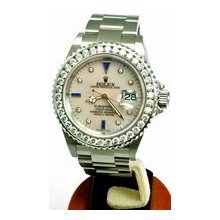 Men's Submariner Rolex, 3ct Diamond Bezel w/ Sapphire & Pearl Dial