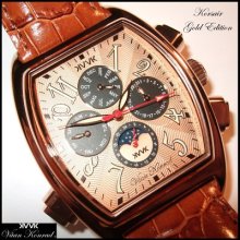 Mens Vaan Konrad Watch 22k Gold Automatic Sun/moon Dial