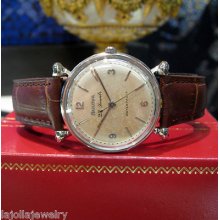 Mens Vintage Bulova 23 Jewel Fancy Lugs White Gold Filled Dress Watch