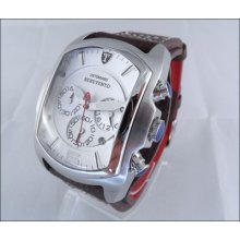 Mens Xxl Detomaso Benevento Chronograph Brown Leather Cuff Fashion Watch Dt2026c