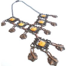 Metal necklace- The one and only you, a special- flashy- Copper- Custom design necklaces- Metal and beads- Brown necklace-Copper- OOAK