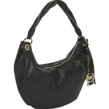 Michael Kors Black Leather Braided Grommet Chain Large Hobo Authentic