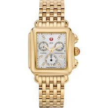 MICHELE 18mm Deco Day Diamond Dial Gold Watch He... - Jewelry