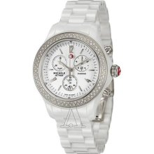 Michele Women's Jetway Ceramic Diamond Accented Stainless Steel W ...