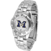 Michigan Wolverines Sport Steel Band-Ladies Watch