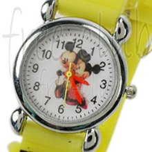 Mickey & Minnie Honey Moon Yellow 3d Kid Wrist Watch