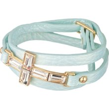 Mint Green Wraparound Leather Cross Bracelet