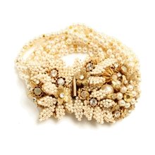 Miriam Haskell Cluster Leaf Pearl Bracelet