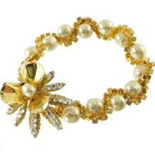 Miriam Haskell Pearl Chain Gold Bracelet