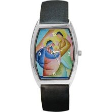 Modern Pastel Holy Family Barrel Watch w/ Leather Band - Multi-color - Metal