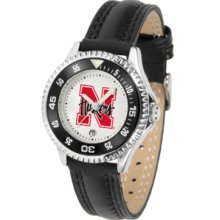Nebraska Cornhuskers Competitor Ladies Watch with Leather Band