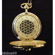 New Disney Mickey Mouse Gold Icons Pocket Watch Htf