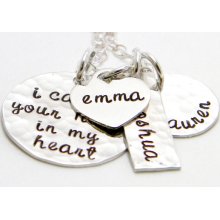 NEW FONT - Ultimate I Carry Your Heart in My Heart - Personalized sterling silver hand stamped necklace