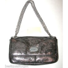 New-michael Kors Jet Set Conv Chain Item Gunmetal Leather Shoulder Hand Bag