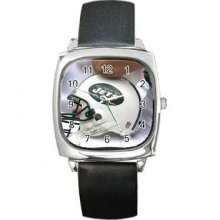New York Jets Unisex Silver-Tone Square Metal Watch 09