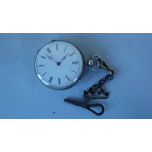 Nice Antique Ornate Silver Key Wind Key Set Swiss Pocket Watch