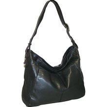 Nino Bossi Top Zip Hobo W/Adjustable Shoulder Strap Black