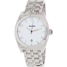Nixon Men's Monopoly A325945-00 Silver Stainless-Steel Quartz Watch with White Dial