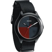 Nixon Quad All Black / Dk Red Nylon Watch - Black regular