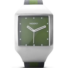 Nooka Unisex Zeel Olive Analog Stainless Watch - Two-tone Nylon Strap - Green Dial - ZEEL ZAN OL 20