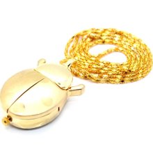 Novel Beetle Golden Alloy Necklace Chain Pocket Watch