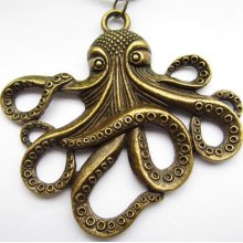 Octopus necklace--antique bronze charm necklace,octopus pendant,alloy chain