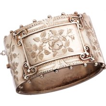 Olivia Collings Antique Jewelry Silver Floral Bangle