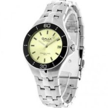 OMAX ST-0025B Men Stainless Steel Watch with Date and Black Dial