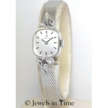 Omega 14k White Gold & Diamond Vintage Dress Ladies Watch - Jewels In Time