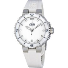 Oris Divers Date White Dial Automatic Rubber Ladies Watch 01 733 7652 4191 07