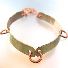 Painted Metal Copper Bracelet Golden Eco Friendly Hammered Metalwork